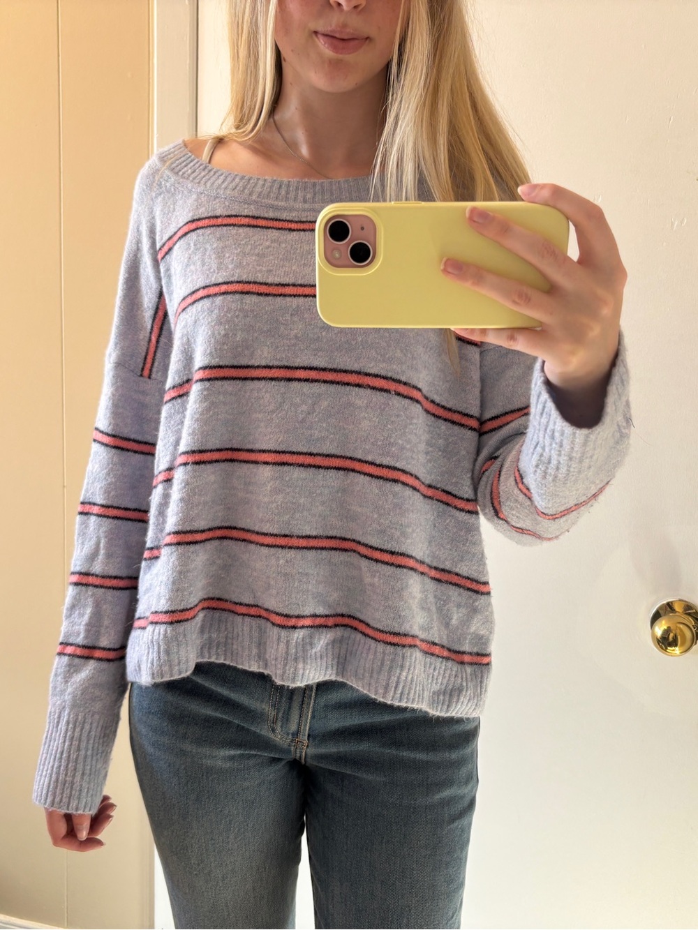 Cozy Light purple/blue Striped Knit Sweater